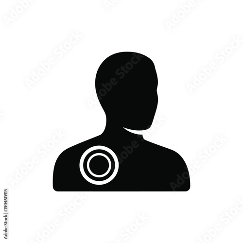Vector illustration icon black silhouette of a person with a white target symbol on their shoulder