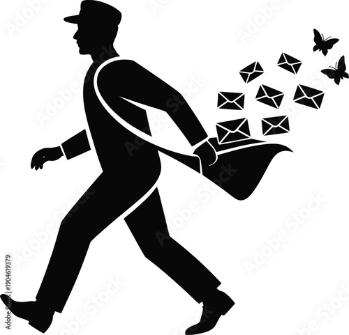 Mailman Delivery Letters Post Courier Communication Service Walking Silhouette Job