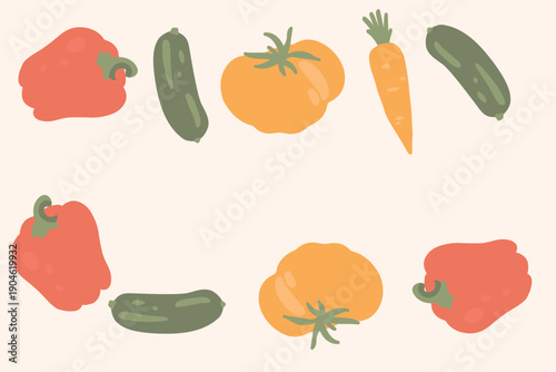 Art & Illustration Vegetable Mix Vector Illustration for Healthy Food Banner and Stickers