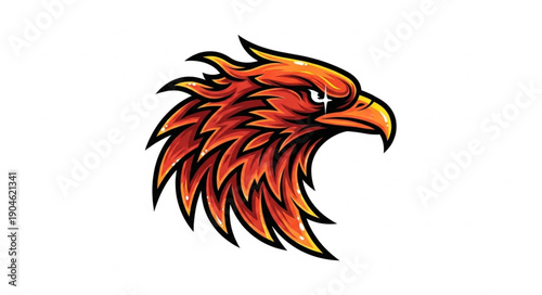 Fiery Phoenix Head Illustration.