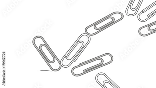 A minimalist vector graphic illustration of paper clips forming a checkmark on a white background