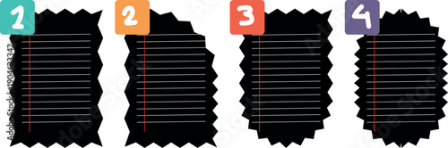 Ultra Detailed Realistic Notepad or Notebook with Binder Rings Isolated for Design Use, Including Memo Note, Personal Diary, Lined Writing Pages, and different Shape Grid Paper Vector Illustration 