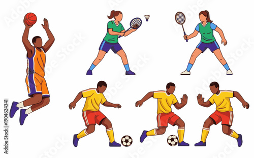 Collection of Diverse Athletes Playing Various Sports