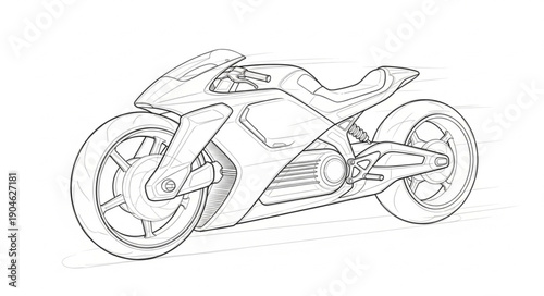 Futuristic Motorcycle Concept Sketch Design.