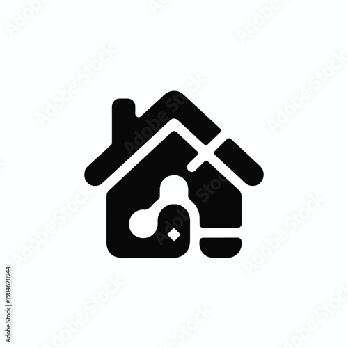 Minimalist smart home icon, rendered as a clean vector graphic representing connected living, ideal for technology and real estate.