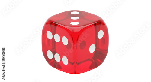 Cuadro en lienzo Translucent red dice with white dots isolated PNG, gambling luck and chance conc