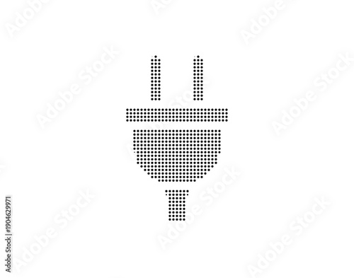 Electric plug icon made of small dots, vector illustration on white background