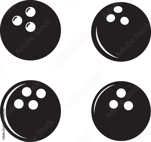 Bowling Ball Icons with Finger Holes sport game