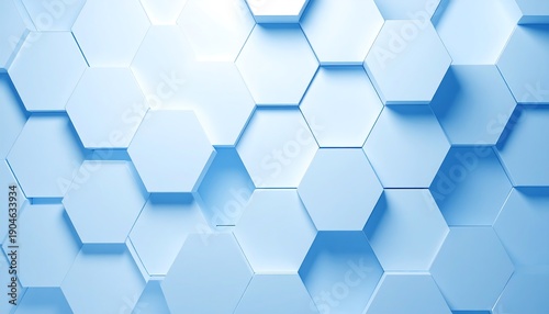 Abstract Hexagonal Pattern Background in Light Blue Tones.