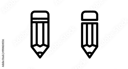 Two simple line art icons of pencils, minimalist design for education or creative concepts