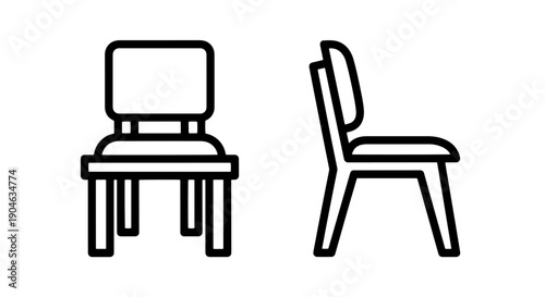 Line art icons of two chairs, one front view and one side view, for diverse seating needs