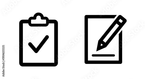 Clipboard with Checkmark and Paper with Pencil for Task Management and Writing
