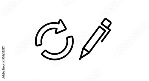 Circular Arrows and Pencil Icon for Revision, Editing, and Process