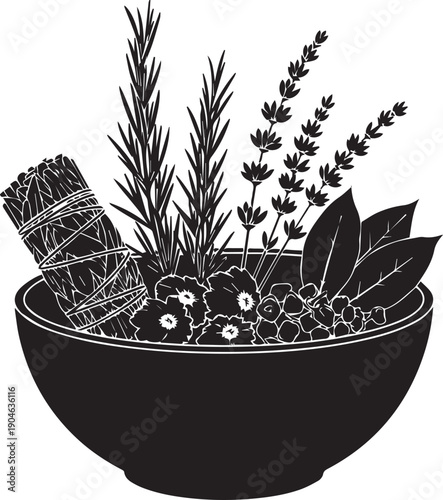 Herbal smudge kit in bowl
