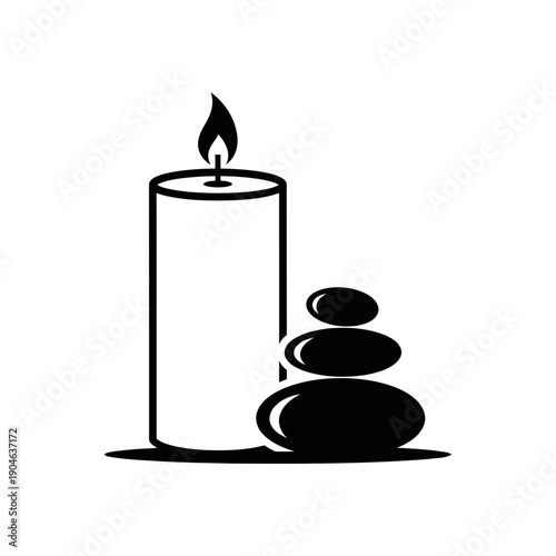 Spa candle and balanced stones icon