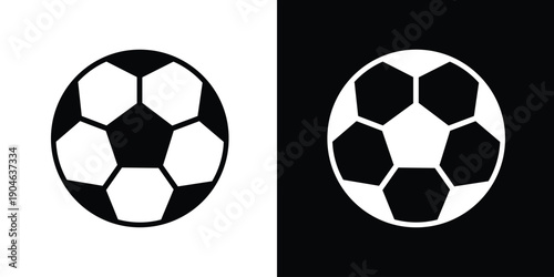 Soccer ball or football vector icon. Classic sports equipment symbol for team competition, athletic games, championship, and fitness branding materials.