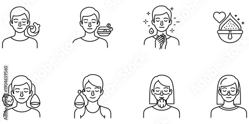 Daily Skincare Routine Illustrations for Women and Men, Healthy Glow