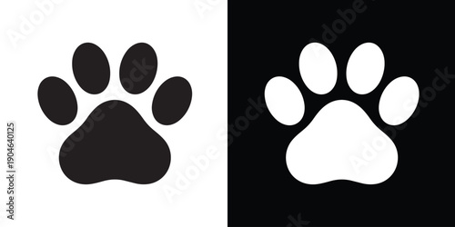 Animal paw print vector icon. Dog or cat footprint symbol for pet care, veterinary services, wildlife tracking, and animal shelter branding designs.