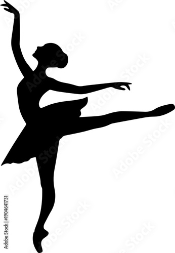 Foto Black Silhouette Vector of Ballerina Dancing in Elegant Ballet Pose