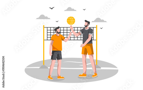 Beach Volleyball Flat Outdoor Activities illustration