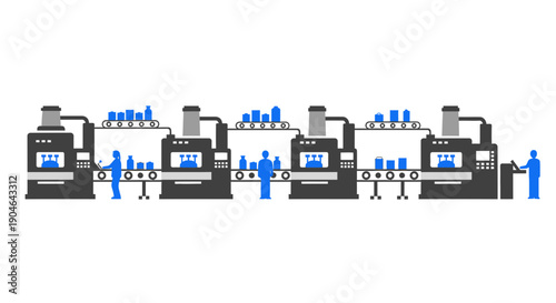 Automated Production Line with Workers