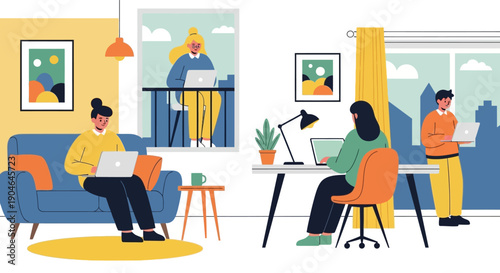 People Working Together in Modern Office Space.