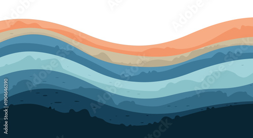 Wavy abstract blue and orange layers.