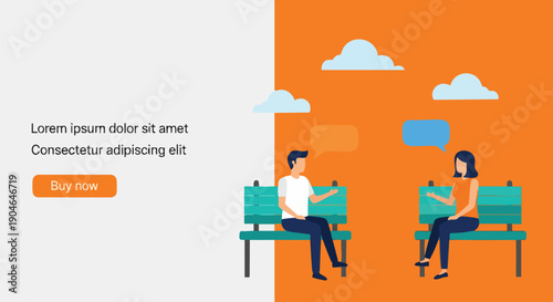 Connecting with people and ideas, abstract vector illustration with copy space and call to action.