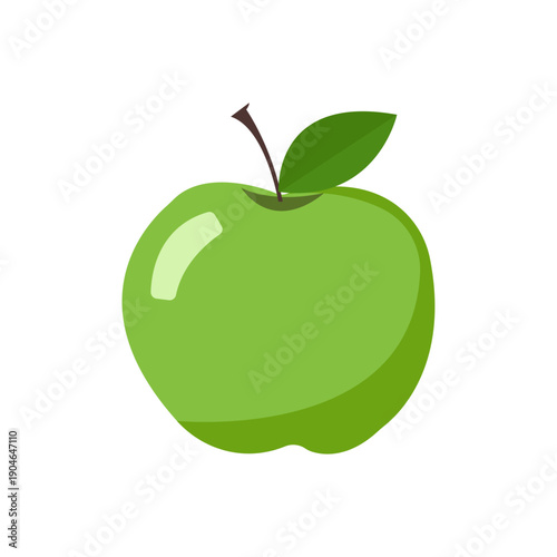 Green apple on a white background. Vector illustration