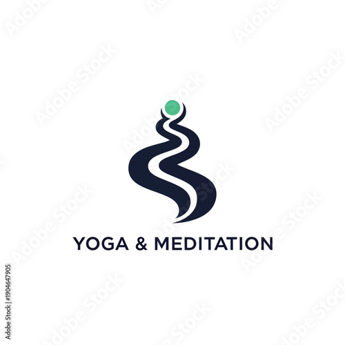 Serene Yoga and Meditation Symbol with Green Element