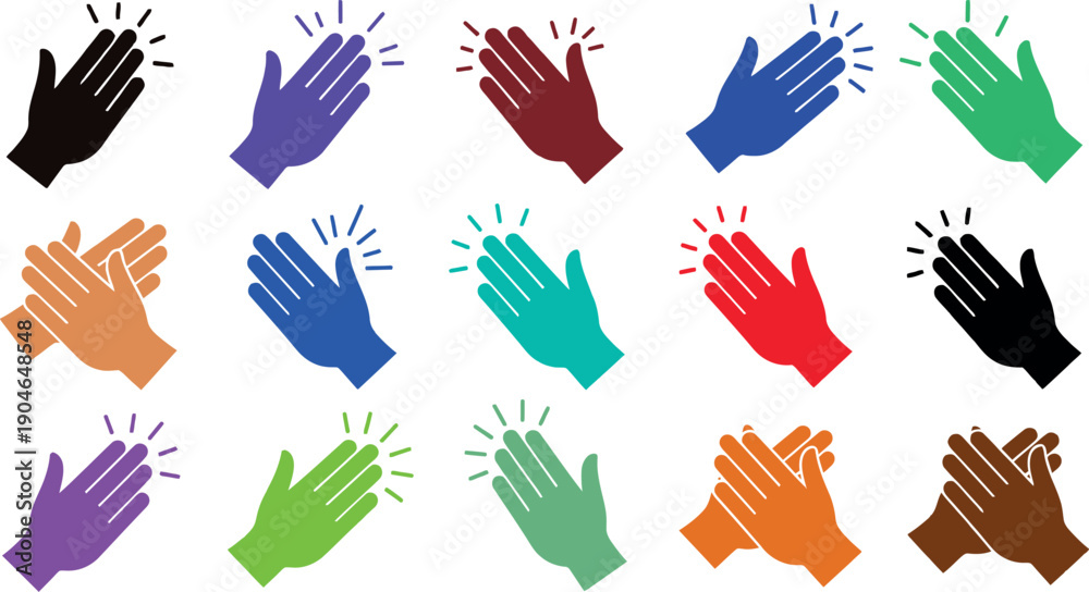 Fototapeta premium Collection of 15 colorful hand illustrations in various vibrant hues and shades