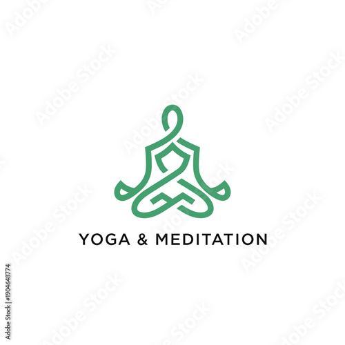 Serene yoga and meditation illustration on a simple background from a direct viewpoint