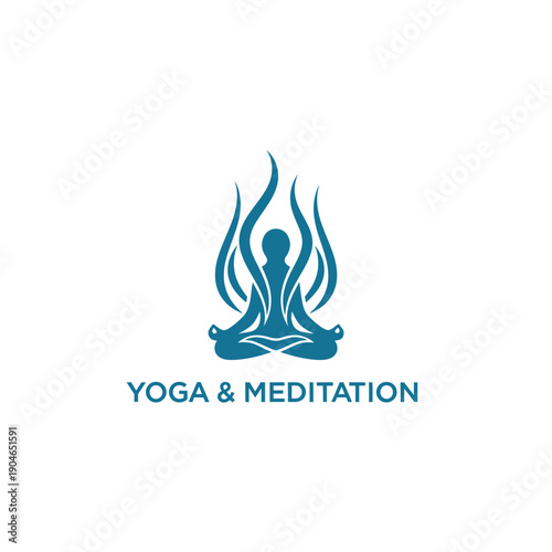 Serene yoga and meditation illustration in a peaceful environment