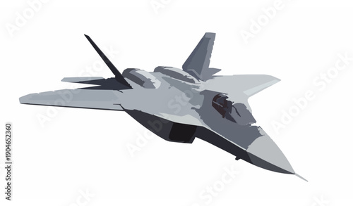 Foto Ultra detailed futuristic stealth fighter jet vector illustration isolated on wh