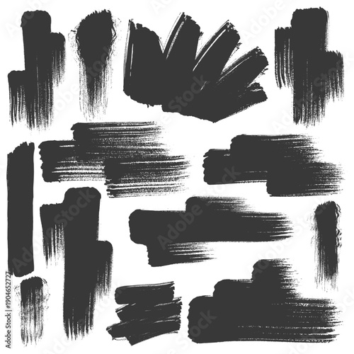 Black brush stroke sets for creative projects