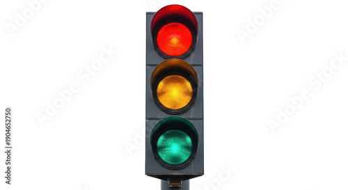 Tableau sur toile Traffic light with red, yellow, and green lights isolated PNG, road safety signa