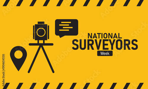 National Surveyors Week Vector Surveyor Theodolite Tripod Total Station Land Boundary Mapping Construction March Banner Design Professional Stock Graphic Template