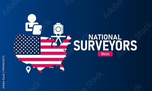 National Surveyors Week Vector Surveyor Theodolite Tripod Total Station Land Boundary Mapping Construction March Banner Design Professional Stock Graphic Template