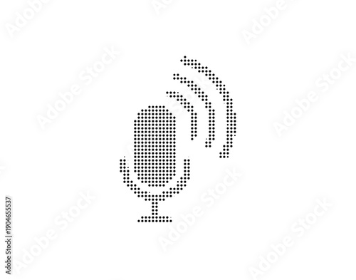 Microphone icon with sound waves, vector icon illustration on white background