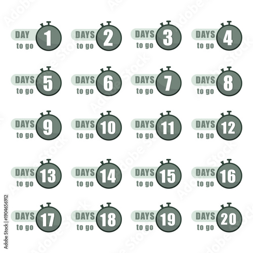 Organizational countdown layout. Chronological schedules Vector. Professional management set. Individual reminder planner.