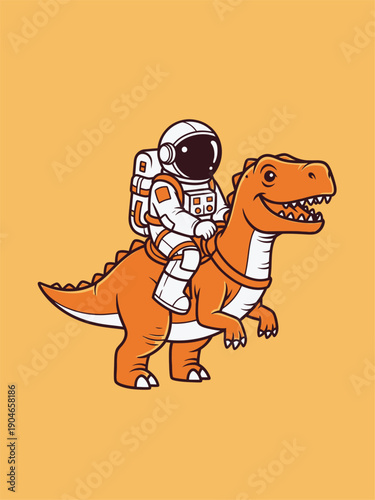 Astronaut Riding a Dinosaur in Outer Space Adventure.
