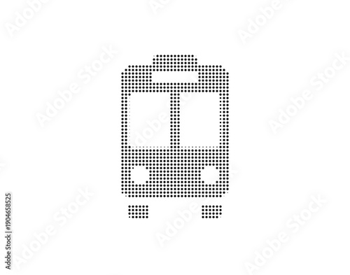 Black dotted subway train icon, vector icon illustration on white background