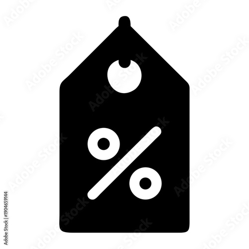 Black discount tag with percentage symbol and price hole graphic