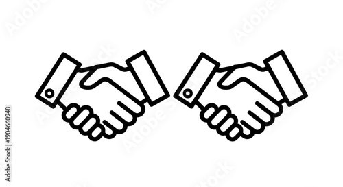 Two handshakes icon symbolizing partnership, agreement, and collaboration