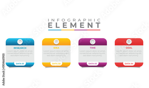 Infographic elements with colorful rounded rectangles