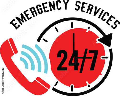Emergency services logo with 247 availability and phone icon