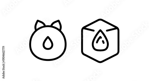 Natural and structured liquid droplets with abstract shapes representing organic and chemical properties