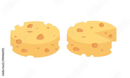 Cheese wheel cartoon. Cheese flat design illustration. Can be used for wallpaper, food icon and sticker