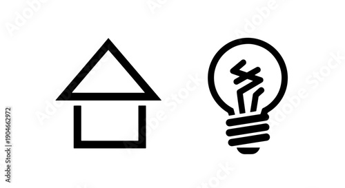 Home Energy Solutions: Smart House Concept with Modern Lightbulb and Residential Idea Icon