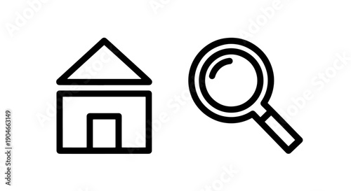 House Search and Property Discovery Icon: Finding Residential Real Estate Opportunities